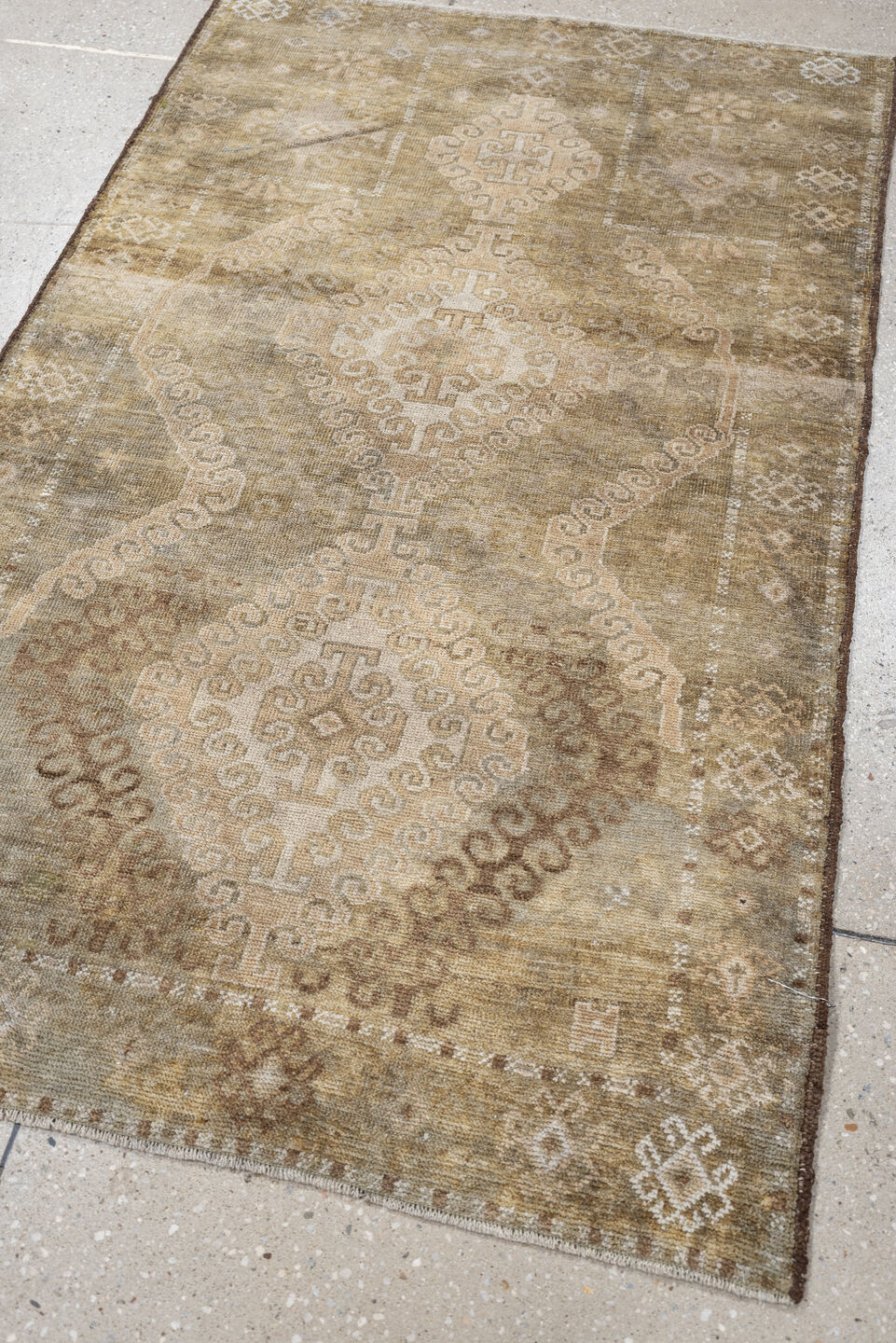 2' x 4' one-of-a-kind handmade antique Belouch small size rug. Color palette: camel, ivory, taupe, beige, sand, light brown
