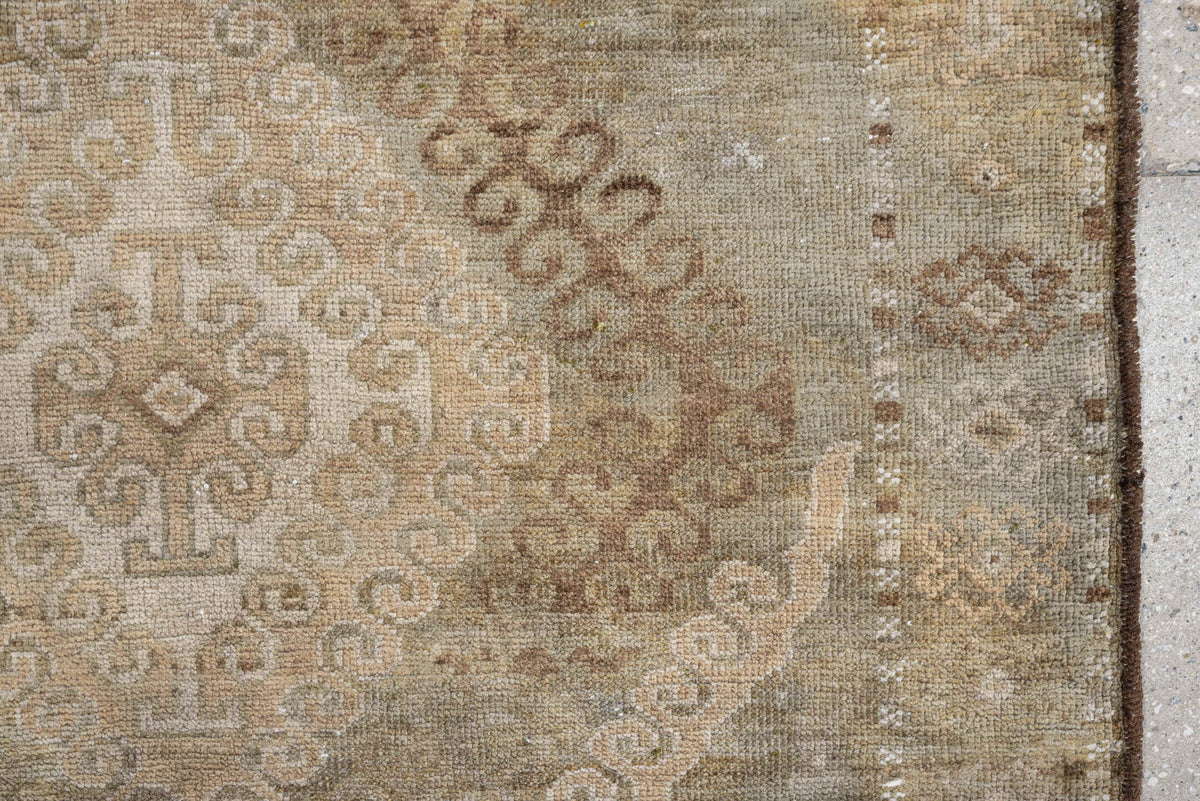 2' x 4' one-of-a-kind handmade antique Belouch small size rug. Color palette: camel, ivory, taupe, beige, sand, light brown