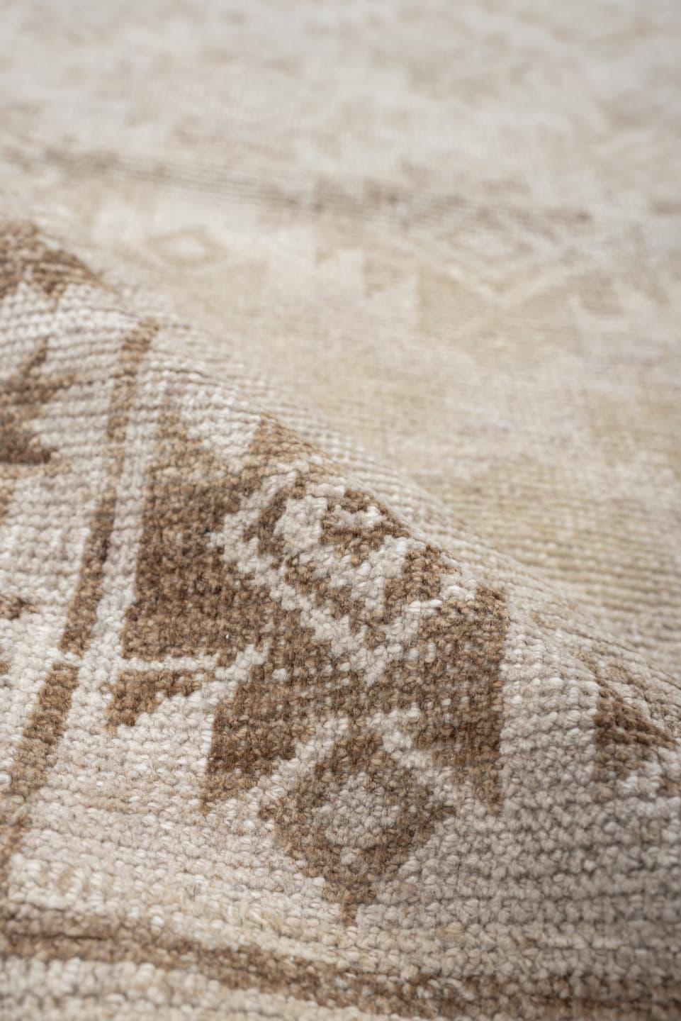 3' x 5' one-of-a-kind handmade antique Belouch small size rug. Color palette: ivory, camel, taupe, sand, beige, gray