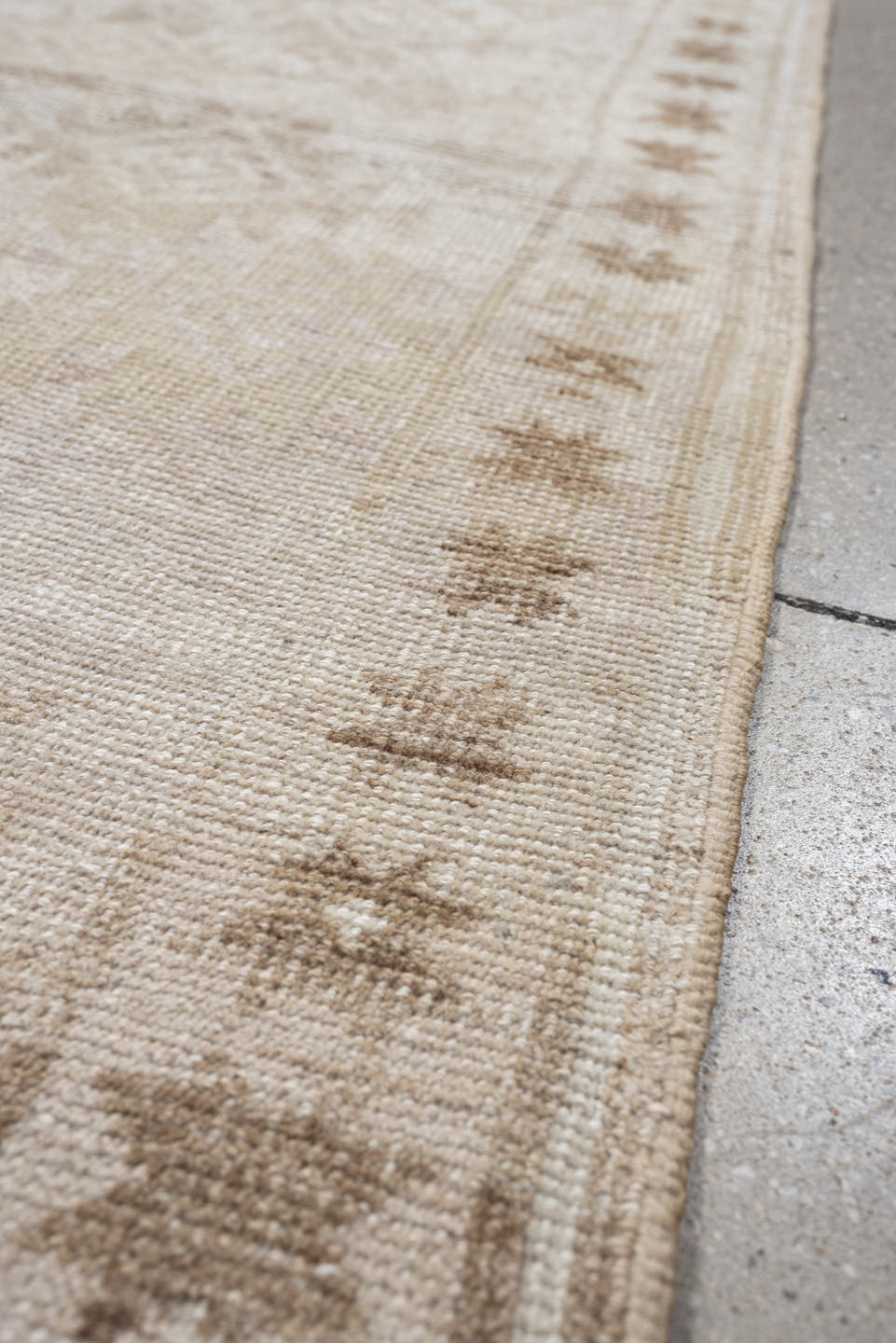 3' x 5' one-of-a-kind handmade antique Belouch small size rug. Color palette: ivory, camel, taupe, sand, beige, gray