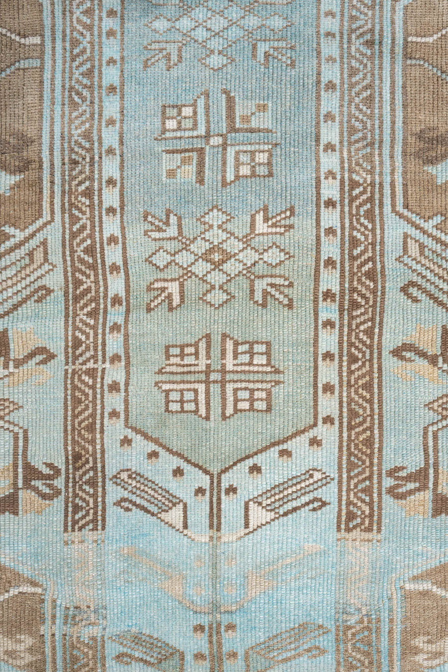 3' x 5' one-of-a-kind handmade antique Anatolian small size rug. Color palette: aqua, taupe, ivory, camel, teal, beige, gray