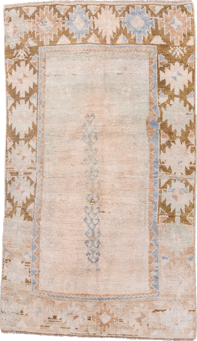 2' x 4' one-of-a-kind handmade vintage Anatolian small size rug. Color palette: antiquewhite, brown, dark gray, dim gray
