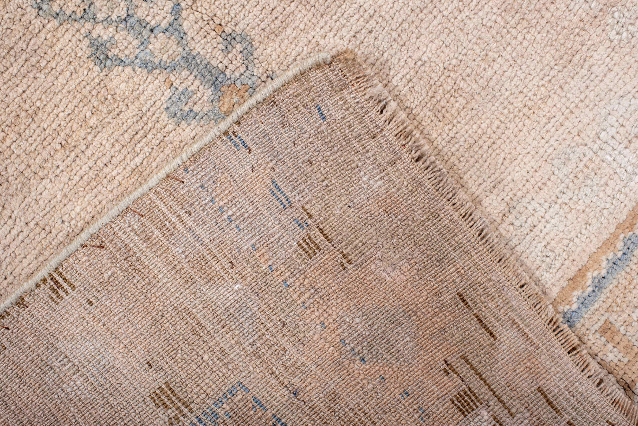 2' x 4' one-of-a-kind handmade antique Anatolian small size rug. Color palette: ivory, blush, camel, pale_blue, taupe, pink