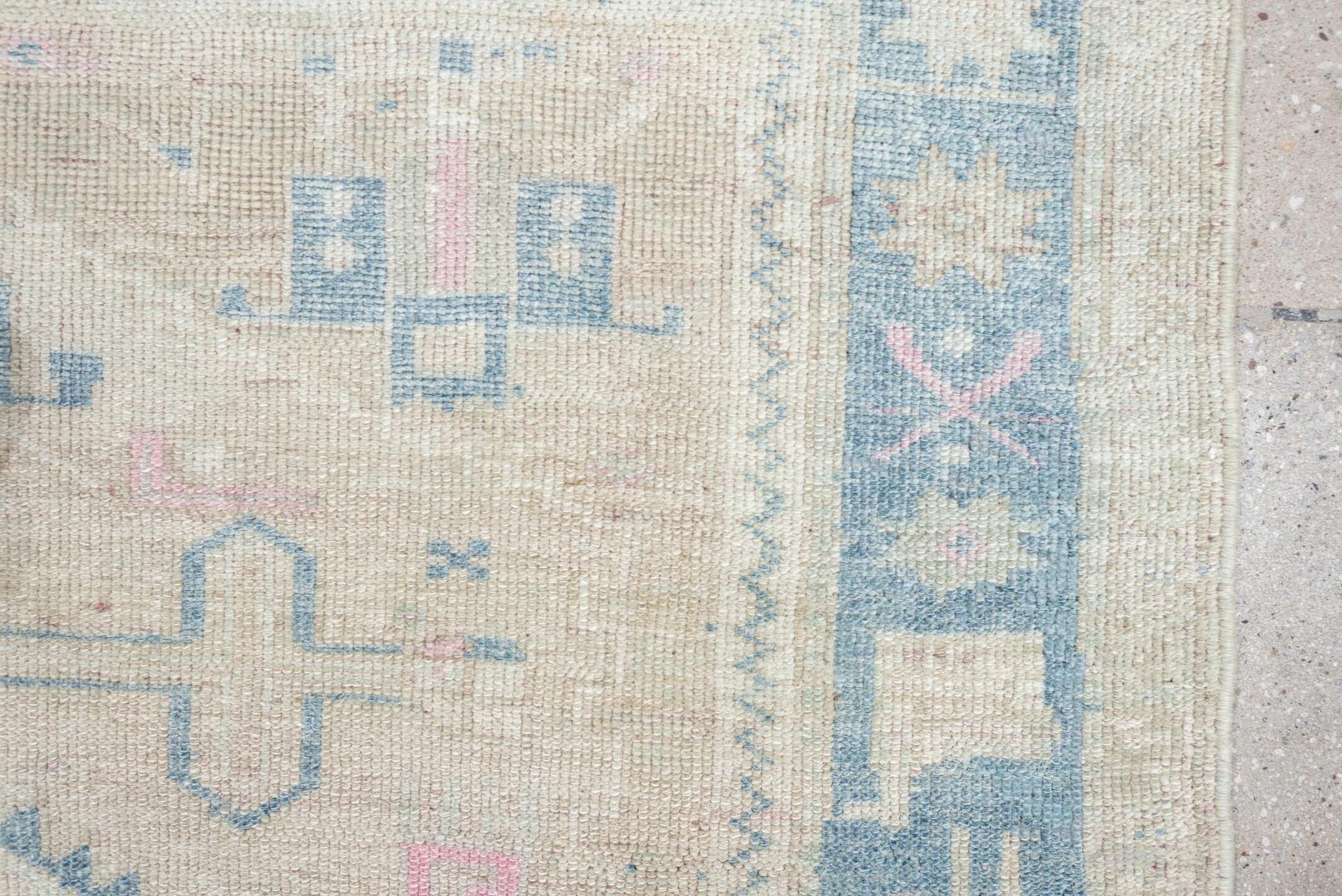 4' x 6' one-of-a-kind handmade antique Hamadan rug. Color palette: ivory, powder blue, blush, cream, pale gray, taupe