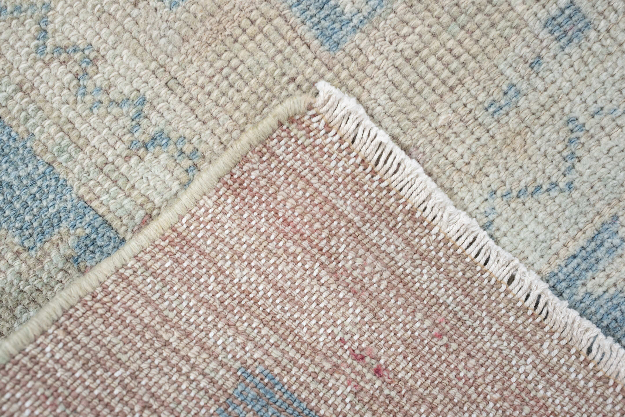 4' x 6' one-of-a-kind handmade antique Hamadan rug. Color palette: ivory, powder blue, blush, cream, pale gray, taupe