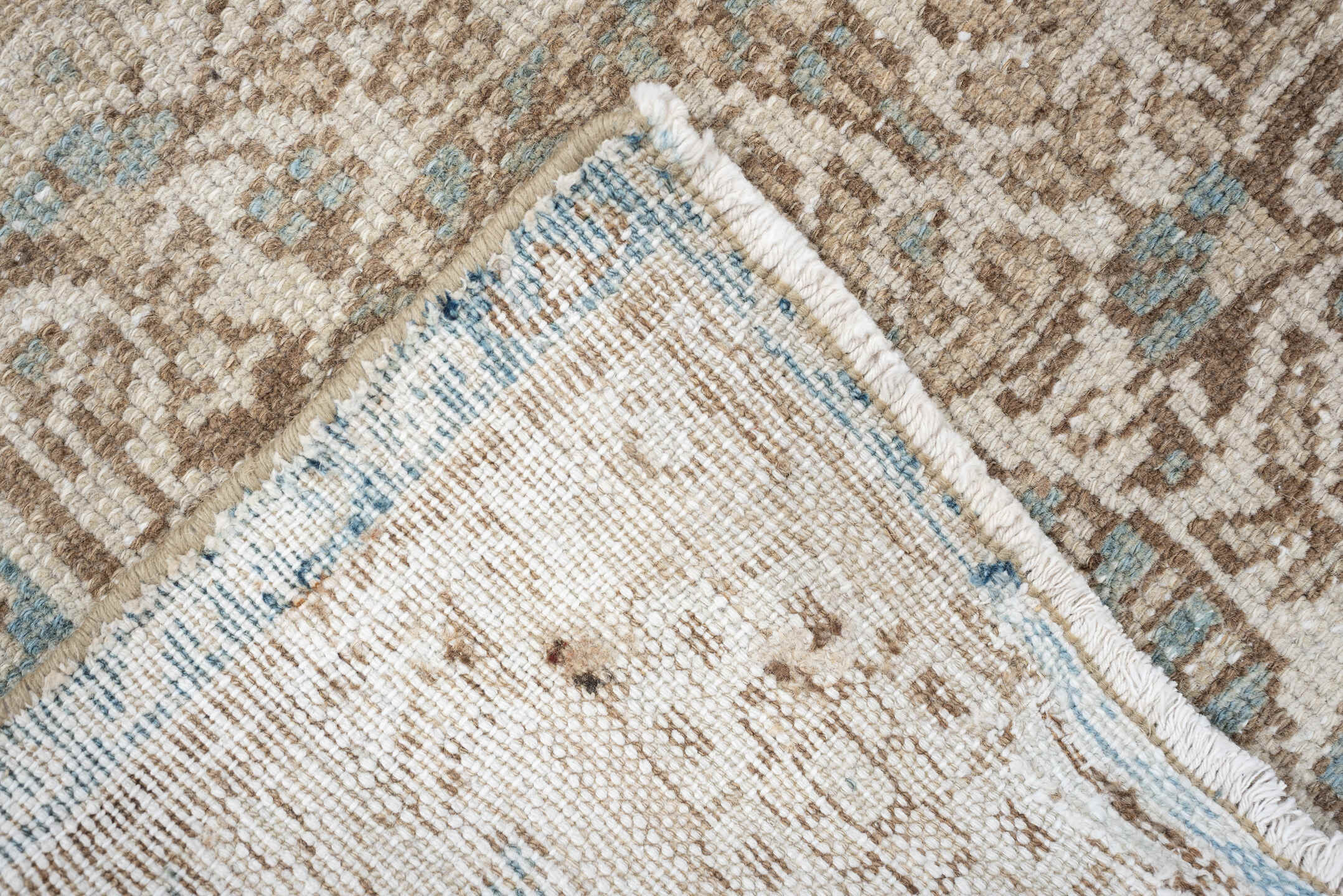 4' x 6' one-of-a-kind handmade antique Malayer rug. Color palette: ivory, light blue, taupe, beige, camel, brown, gray