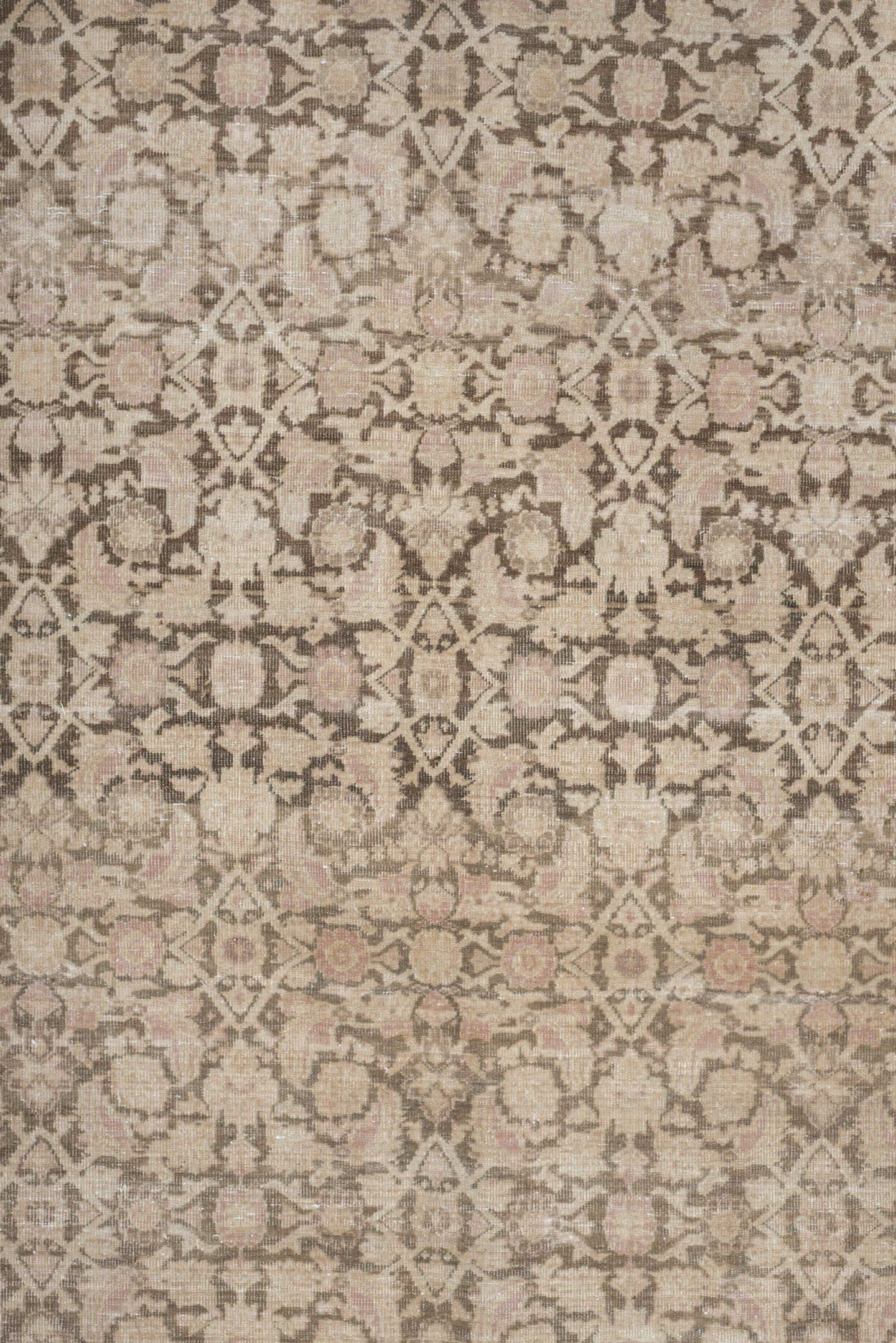 9' x 12' one-of-a-kind handmade vintage Tabriz large size rug. Color palette: ivory, taupe, blush, beige, sand, greige, gray