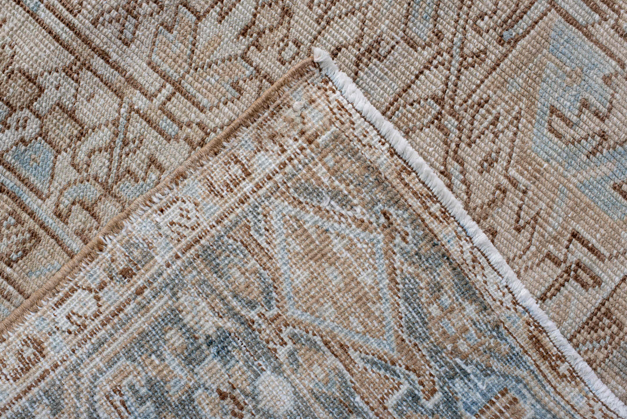 8' x 10' one-of-a-kind handmade vintage Heriz large size rug. Color palette: blue, brown, dark gray, dim gray, gainsboro