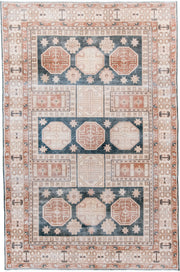 6' x 10' one-of-a-kind handmade antique Sparta large size rug. Color palette: ivory, dusty rose, slate blue, terra cotta