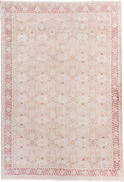 6' x 9' one-of-a-kind handmade antique Sivas medium size rug. Color palette: ivory, blush, rose, cream, taupe, beige, pink