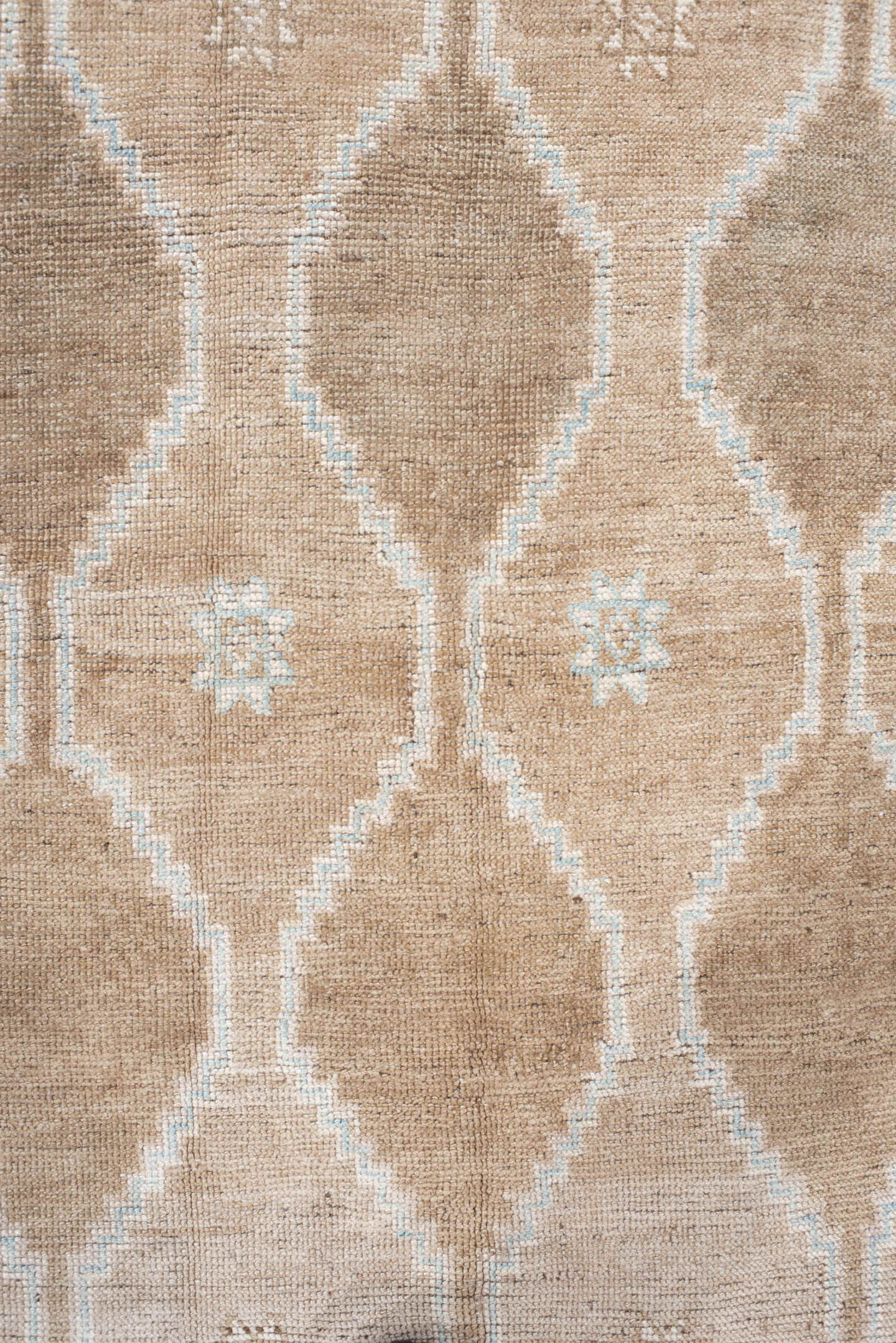 4' x 7' one-of-a-kind handmade antique Gabbe rug. Color palette: beige, taupe, ivory, camel, light blue, brown, gray