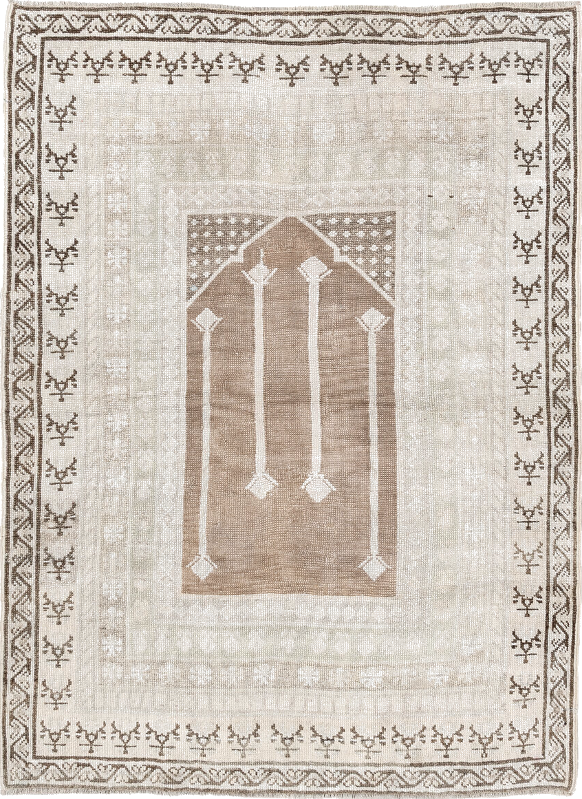 3' x 5' one-of-a-kind handmade vintage Anatolian small size rug. Color palette: gainsboro, gray, light gray, linen