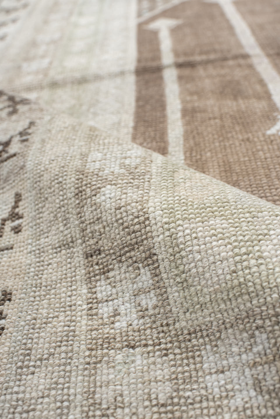 3' x 5' one-of-a-kind handmade antique Anatolian small size rug. Color palette: ivory, camel, taupe, brown, cream, beige