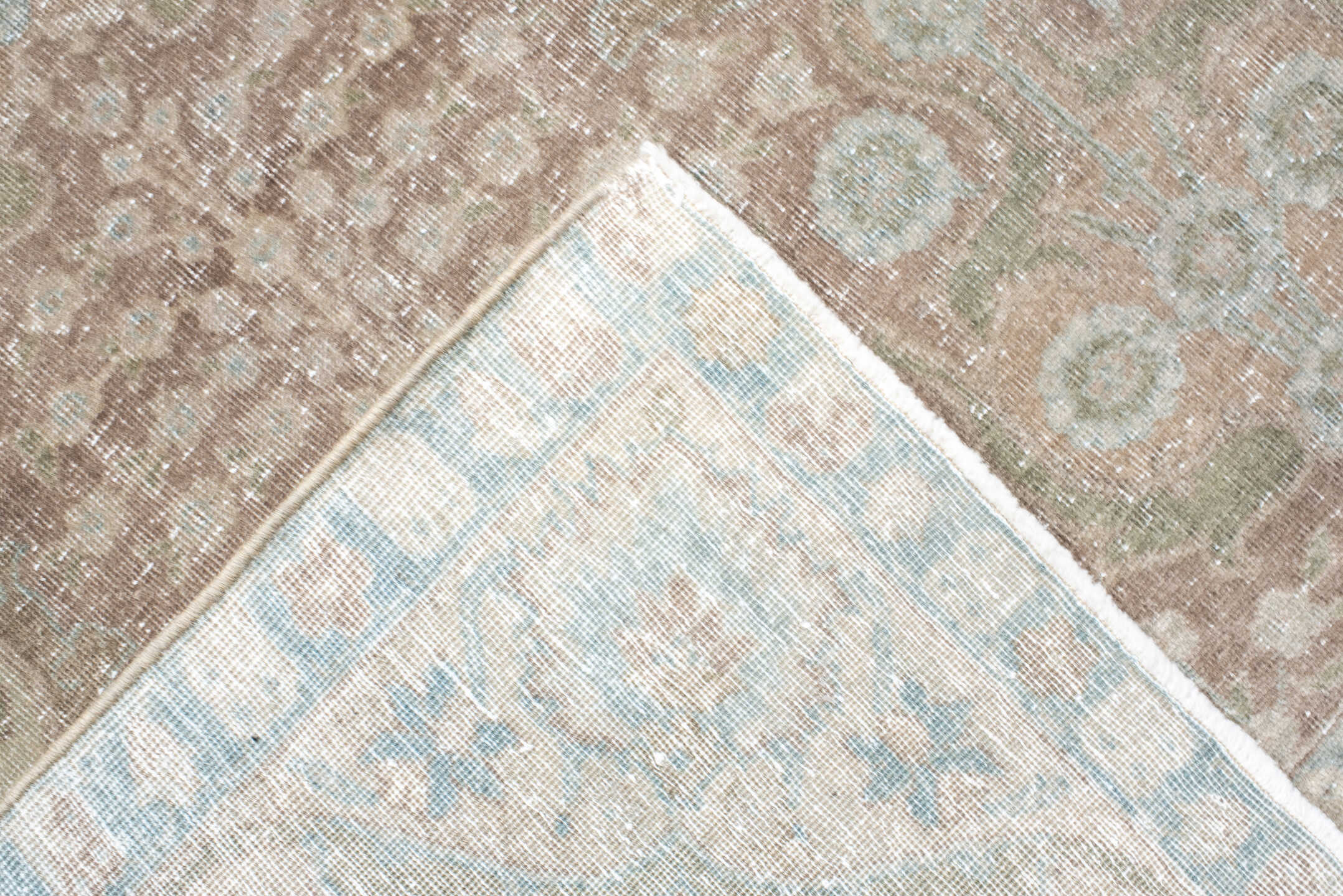 4' x 6' one-of-a-kind handmade antique Tabriz small size rug. Color palette: taupe, ivory, pale blue, sage, beige, camel