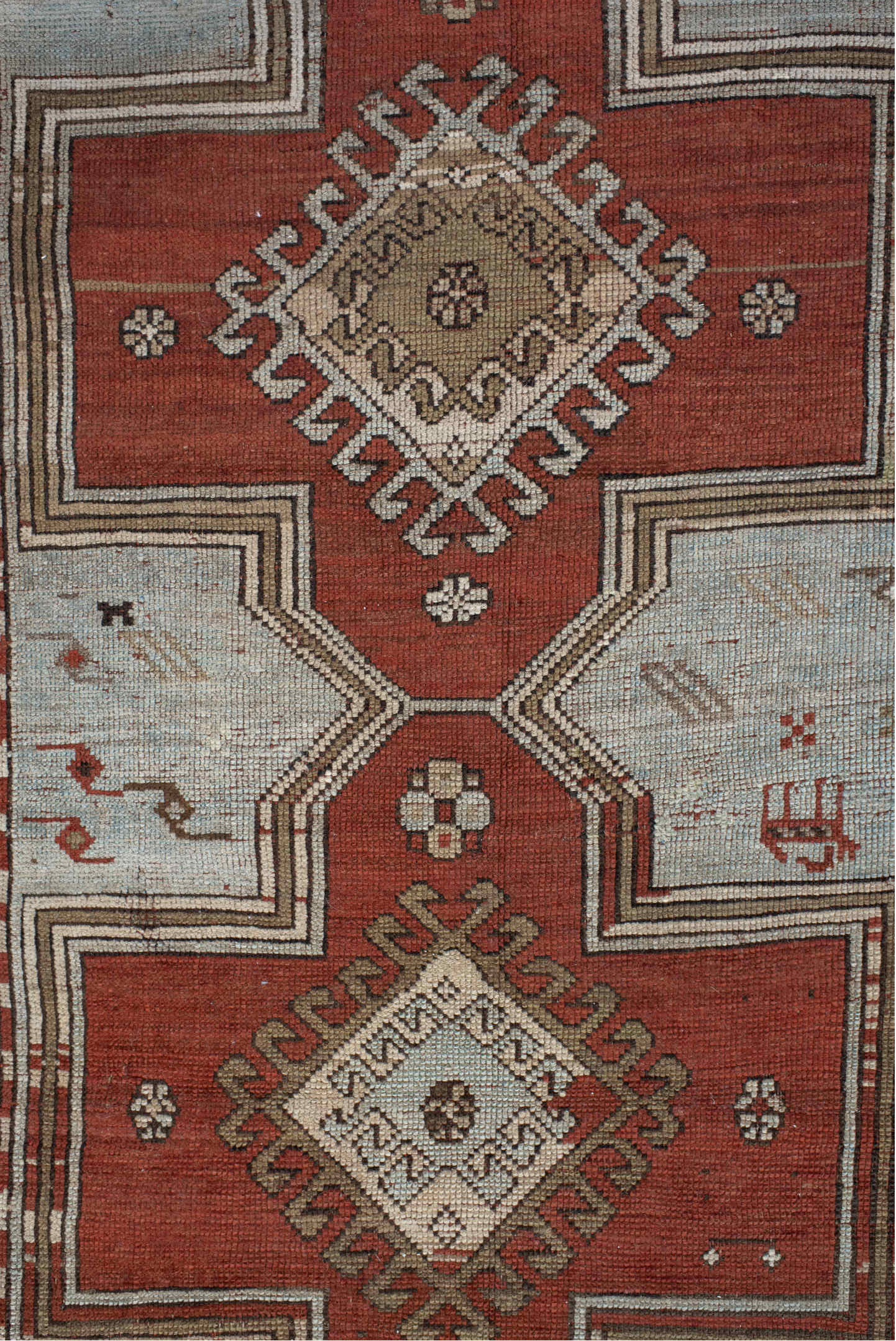 3' x 8' one-of-a-kind handmade vintage Caucasian runner rug. Color palette: antiquewhite, brown, dark gray, gainsboro, gray