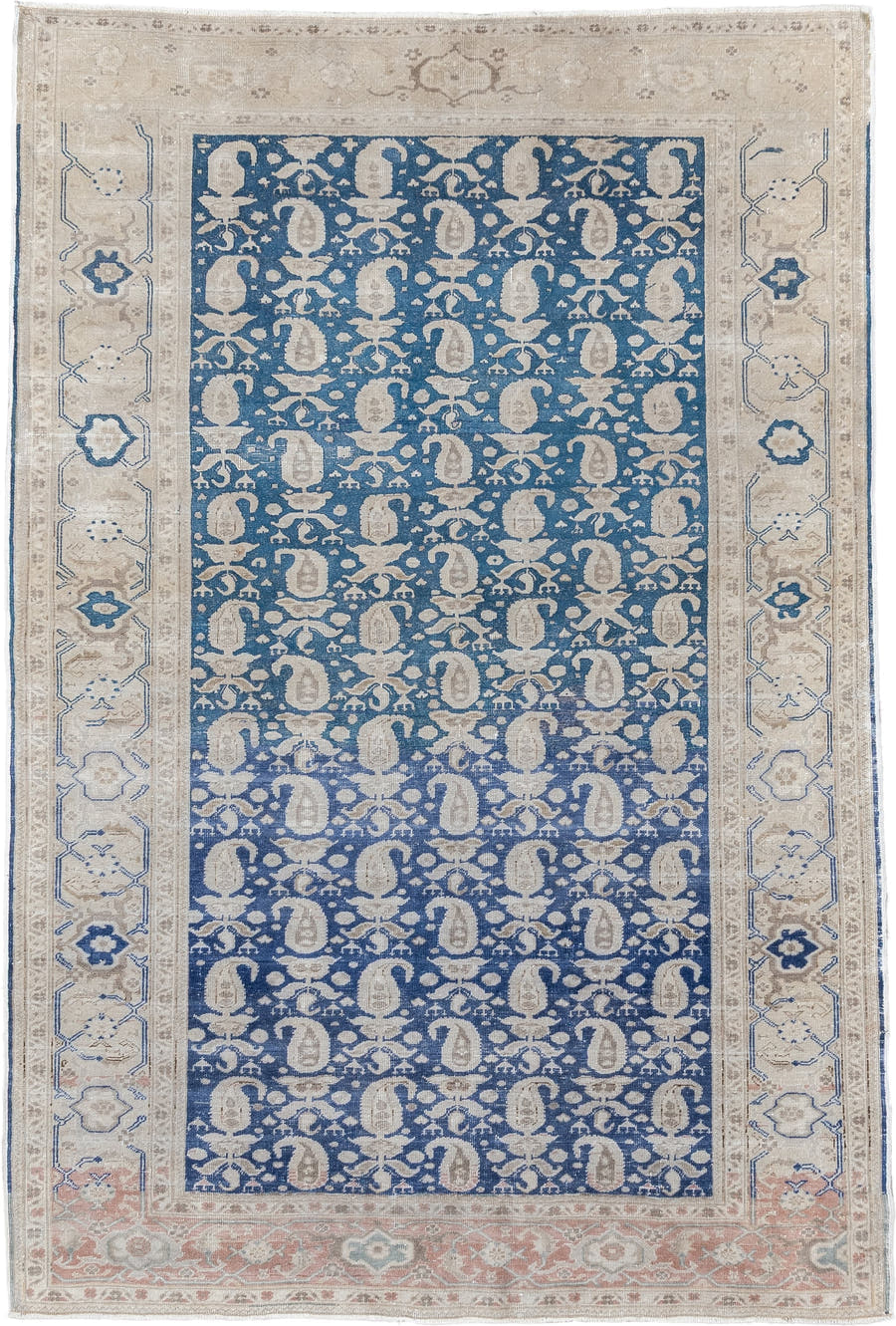 3' x 5' one-of-a-kind handmade antique Sivas small size rug. Color palette: ivory, blue, beige, blush, taupe, pink, gray
