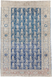 3' x 5' one-of-a-kind handmade antique Sivas small size rug. Color palette: ivory, blue, beige, blush, taupe, pink, gray