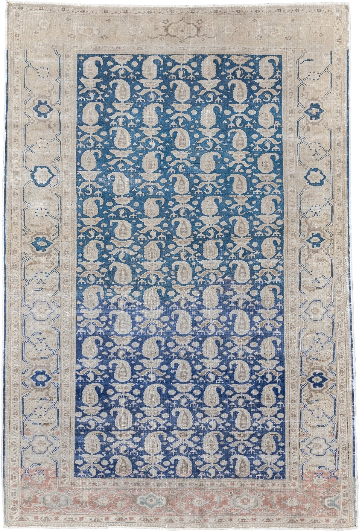 3' x 5' one-of-a-kind handmade antique Sivas small size rug. Color palette: ivory, blue, beige, blush, taupe, pink, gray