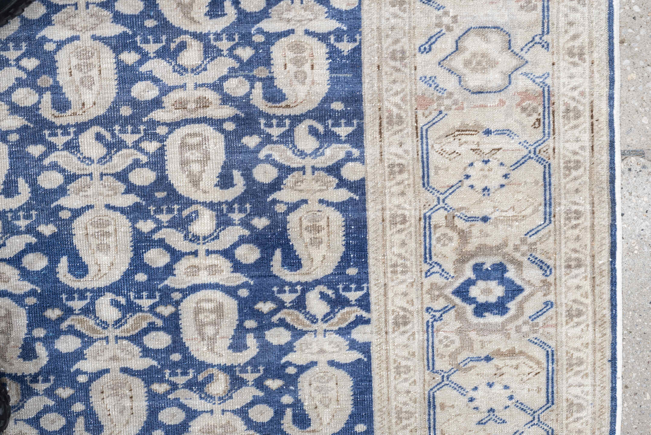 3' x 5' one-of-a-kind handmade antique Sivas small size rug. Color palette: ivory, blue, beige, blush, taupe, pink, gray