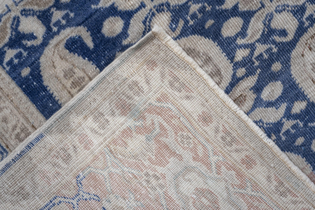 3' x 5' one-of-a-kind handmade antique Sivas small size rug. Color palette: ivory, blue, beige, blush, taupe, pink, gray