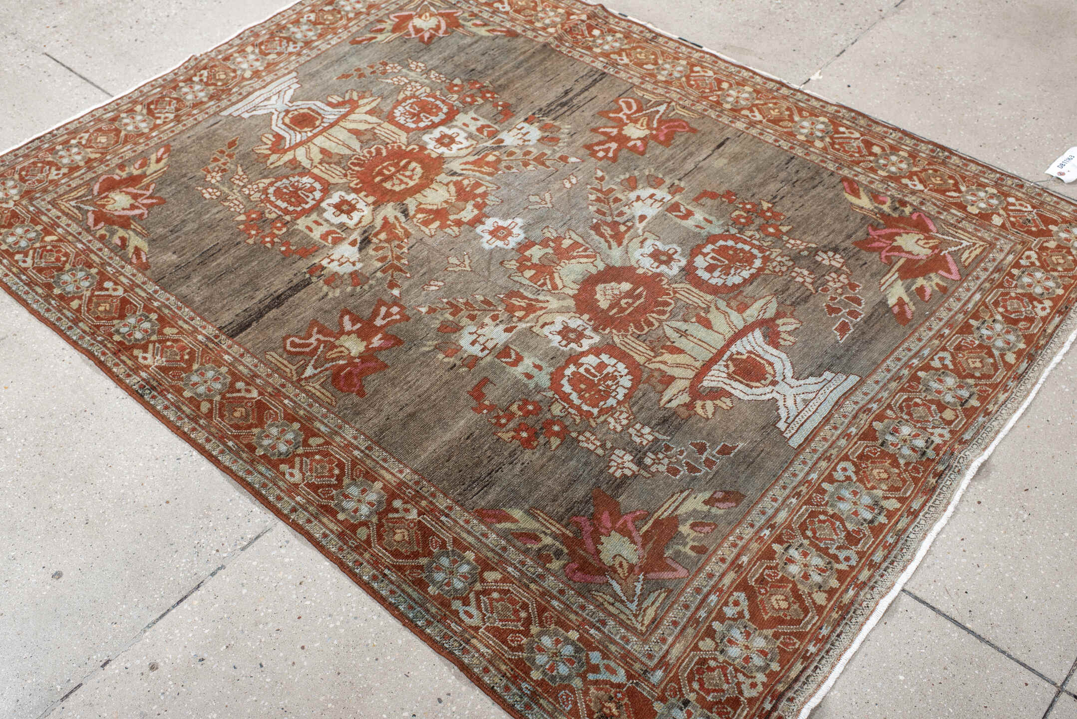 4' x 6' one-of-a-kind handmade vintage Afshar small size rug. Color palette: taupe, rust, ivory, sage, rose, terra cotta