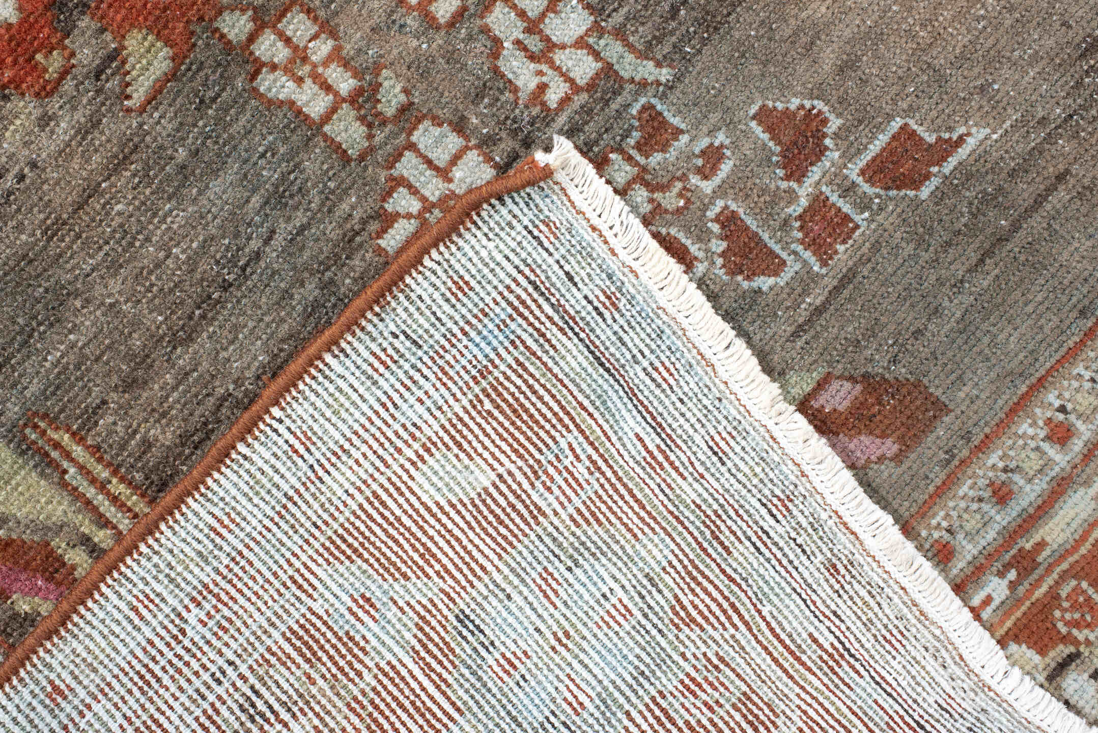 4' x 6' one-of-a-kind handmade vintage Afshar small size rug. Color palette: taupe, rust, ivory, sage, rose, terra cotta