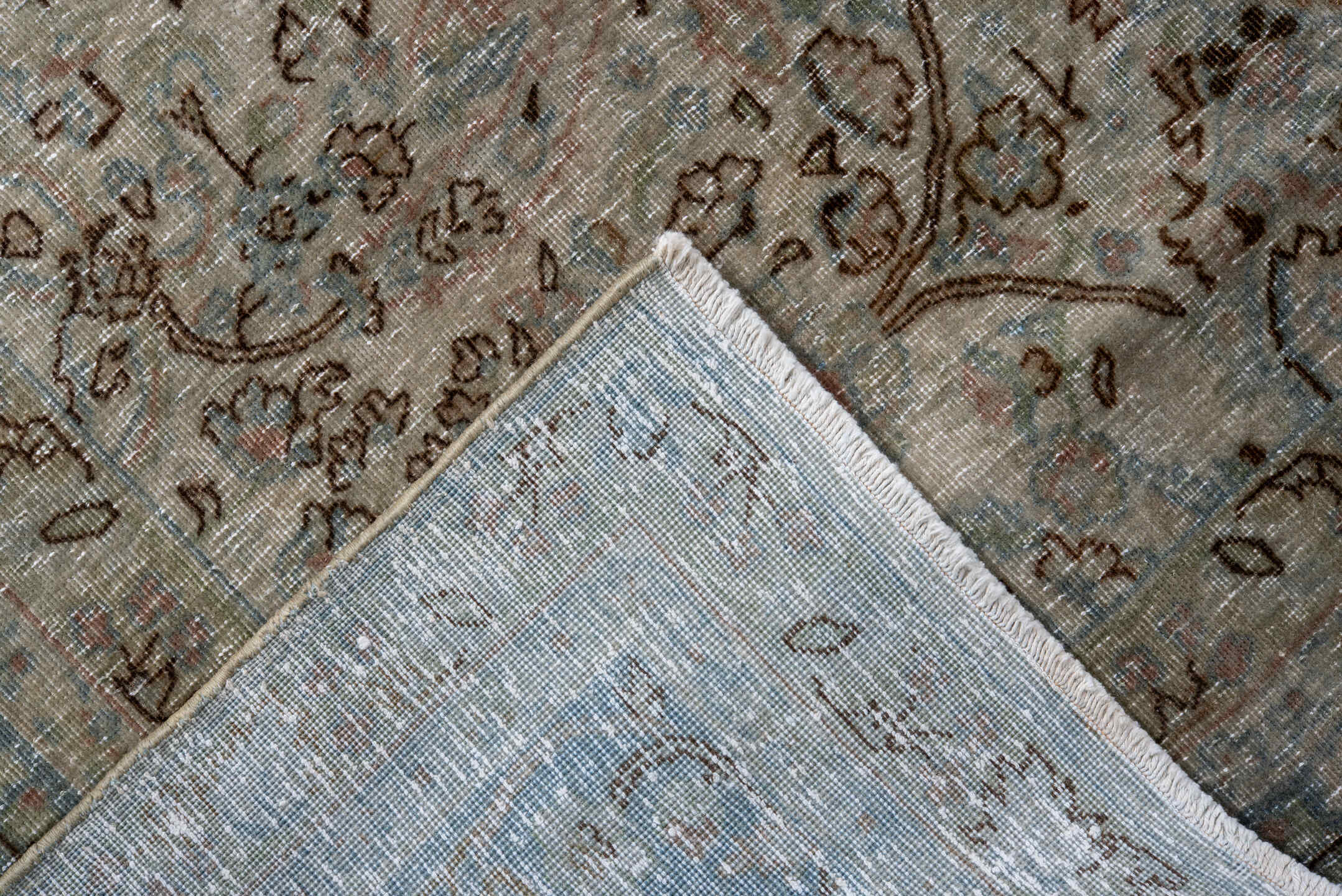 8' x 11' one-of-a-kind handmade vintage Tabriz large size rug. Color palette: blue, dark gray, dim gray, gray, light gray