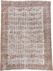 4' x 6' one-of-a-kind handmade vintage Afshar small size rug. Color palette: ivory, rust, taupe, soft blue, brown, camel