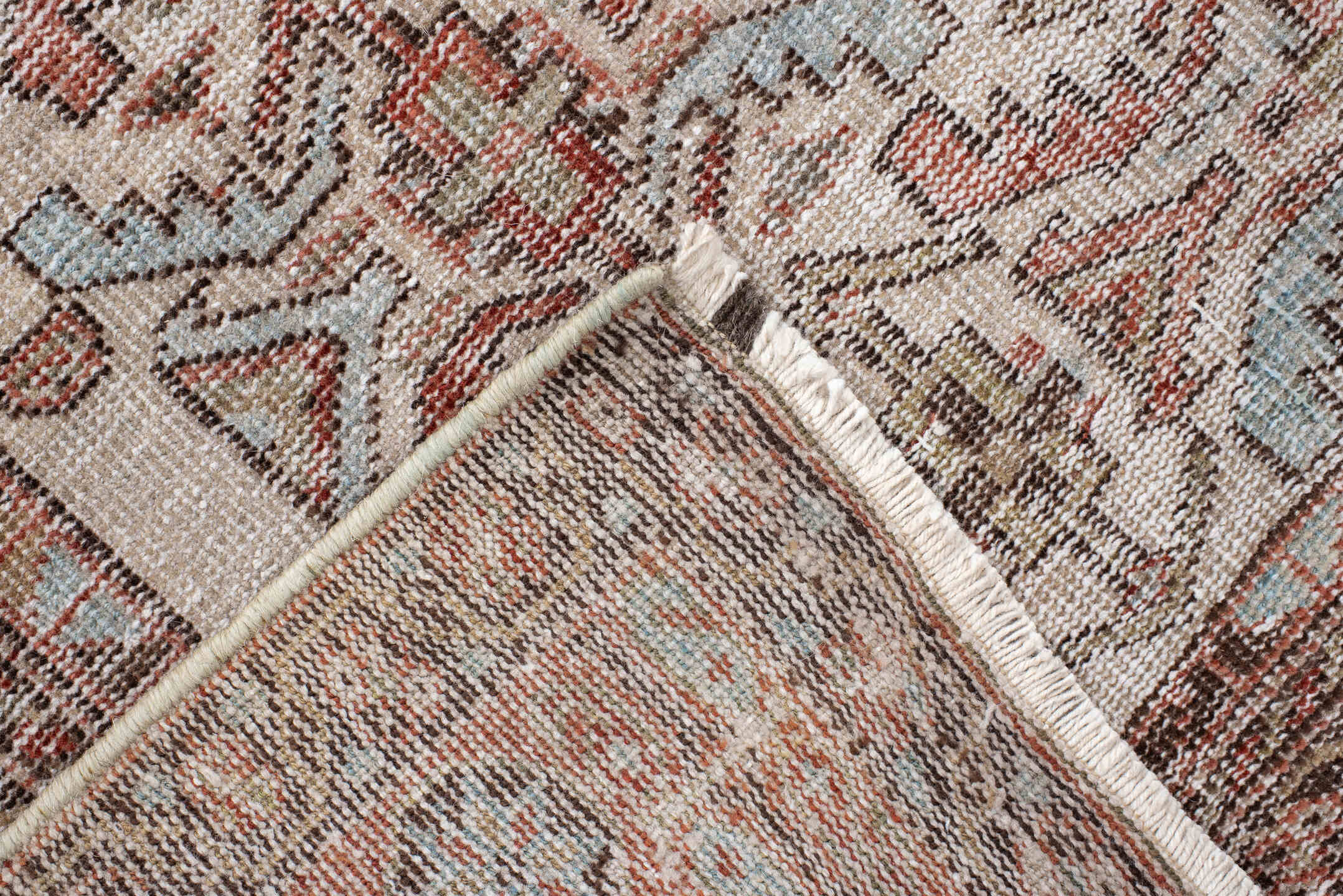 4' x 6' one-of-a-kind handmade vintage Afshar small size rug. Color palette: ivory, rust, taupe, soft blue, brown, camel