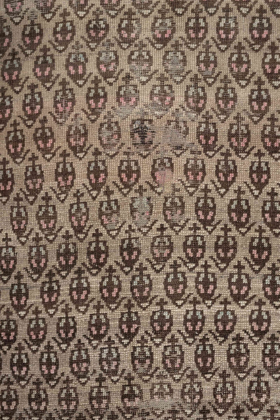 3' x 7' one-of-a-kind handmade antique NW Persian runner rug. Color palette: ivory, sky blue, taupe, brown, camel, soft pink