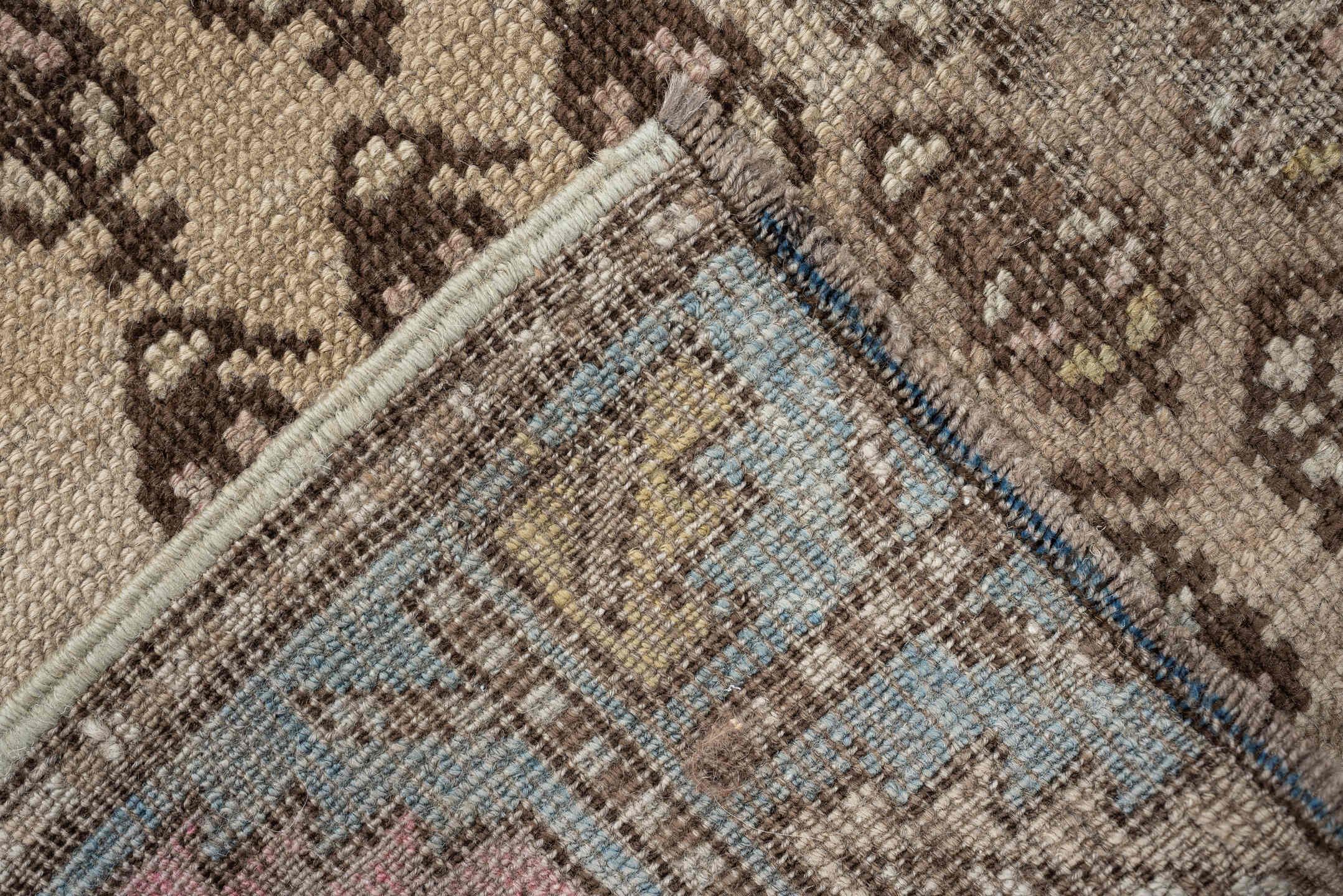 3' x 7' one-of-a-kind handmade antique NW Persian runner rug. Color palette: ivory, sky blue, taupe, brown, camel, soft pink