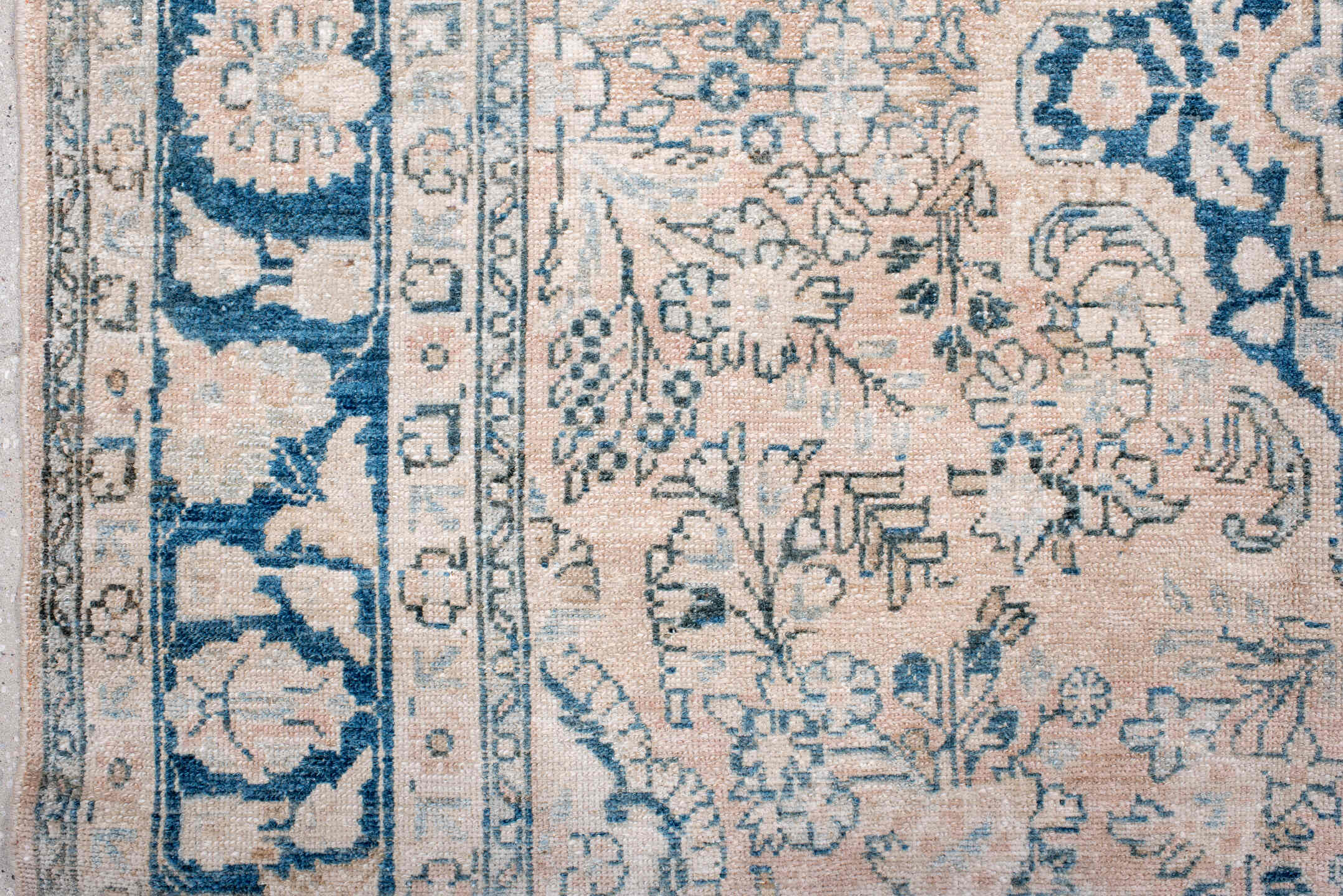 6' x 9' one-of-a-kind handmade antique Hamadan medium size rug. Color palette: ivory, sky_blue, beige, taupe, slate, cream