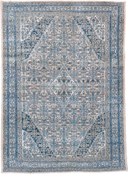 8' x 11' one-of-a-kind handmade vintage Hamadan large size rug. Color palette: ivory, blue, slate, taupe, beige, gray