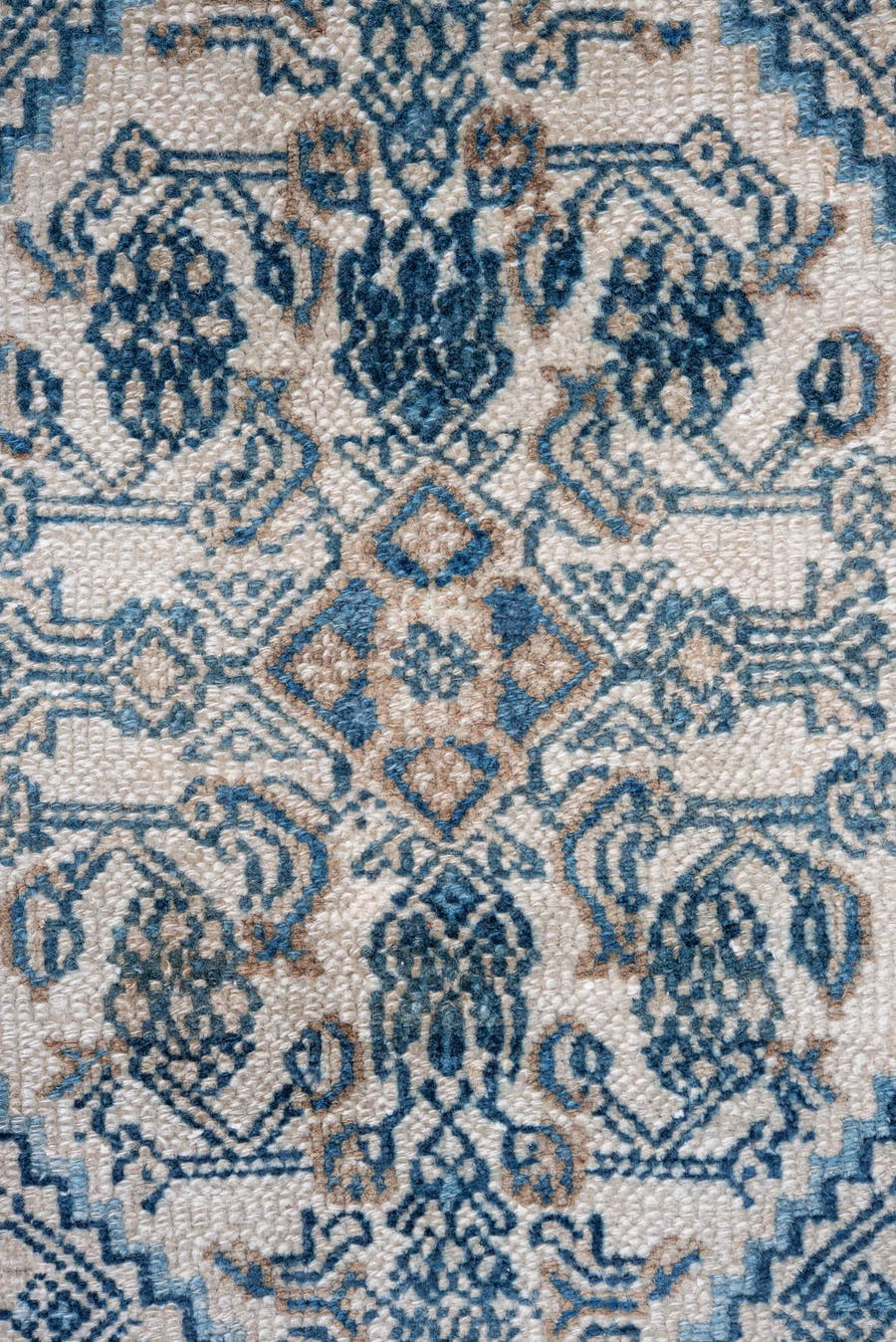 8' x 11' one-of-a-kind handmade vintage Hamadan large size rug. Color palette: ivory, blue, slate, taupe, beige, gray