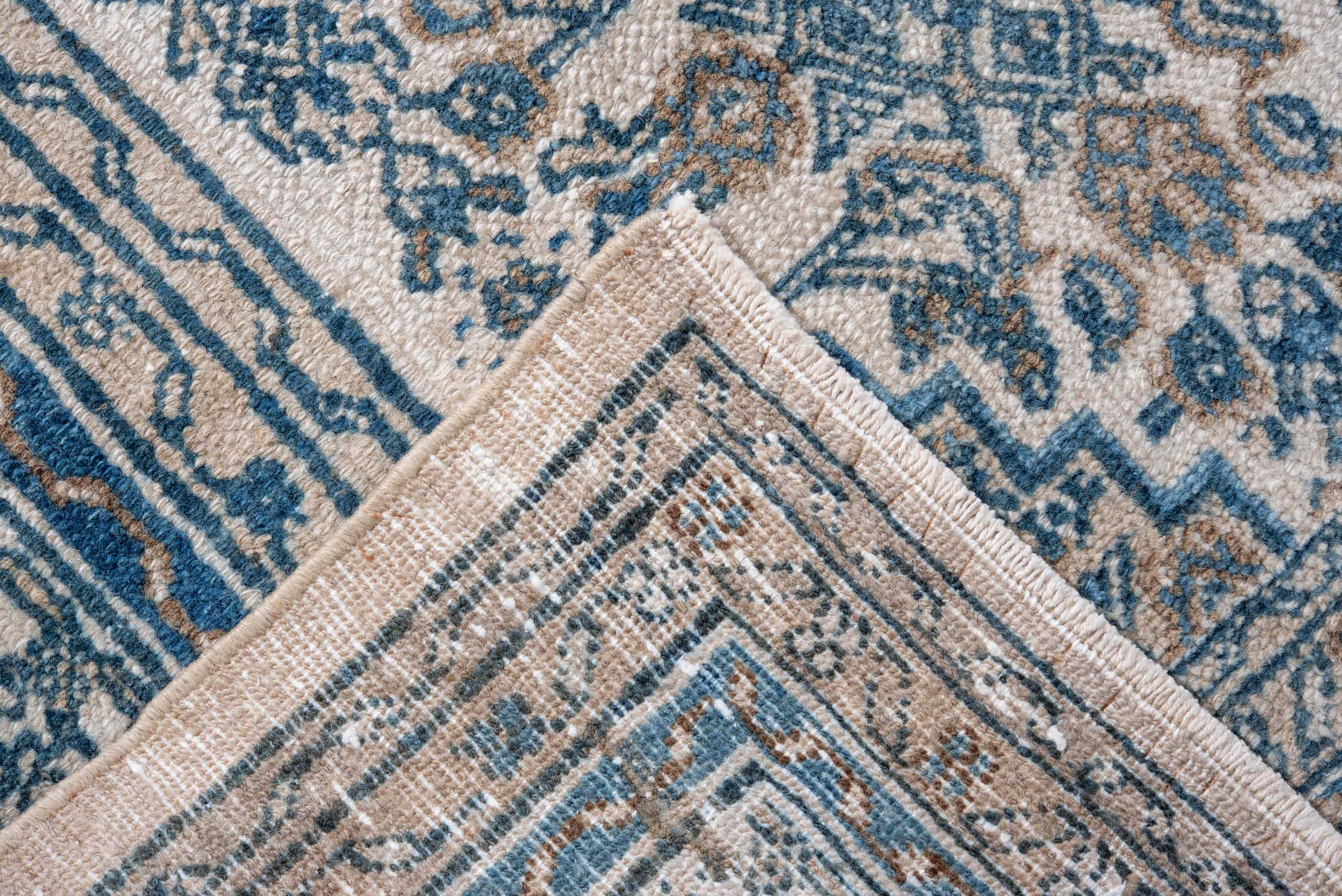 8' x 11' one-of-a-kind handmade vintage Hamadan large size rug. Color palette: ivory, blue, slate, taupe, beige, gray