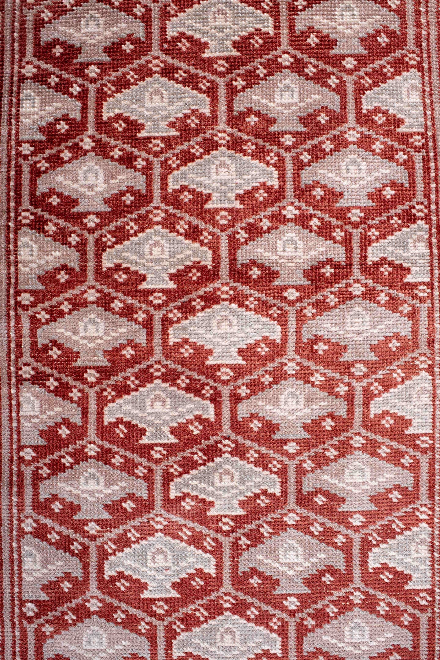 2' x 9' one-of-a-kind handmade antique Oushak runner rug. Color palette: rust, ivory, rose, terra cotta, terracotta, brown
