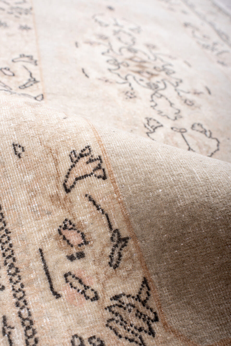 2' x 10' one-of-a-kind handmade antique Tabriz runner rug. Color palette: ivory, cream, taupe, charcoal, beige, blush, gray