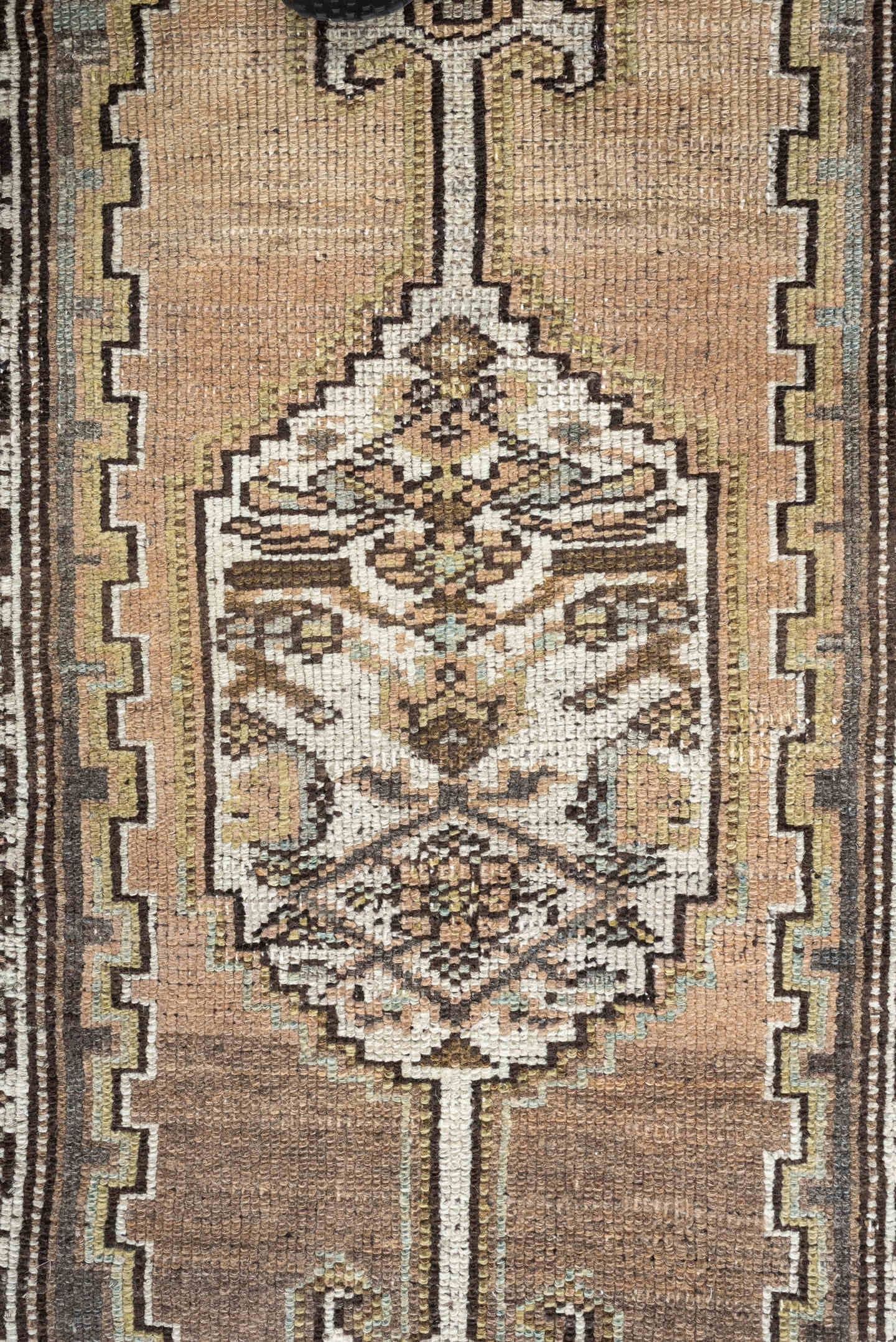 12' x 2' one-of-a-kind handmade antique Hamadan rug. Color palette: taupe, ivory, blue gray, brown, camel, charcoal, beige