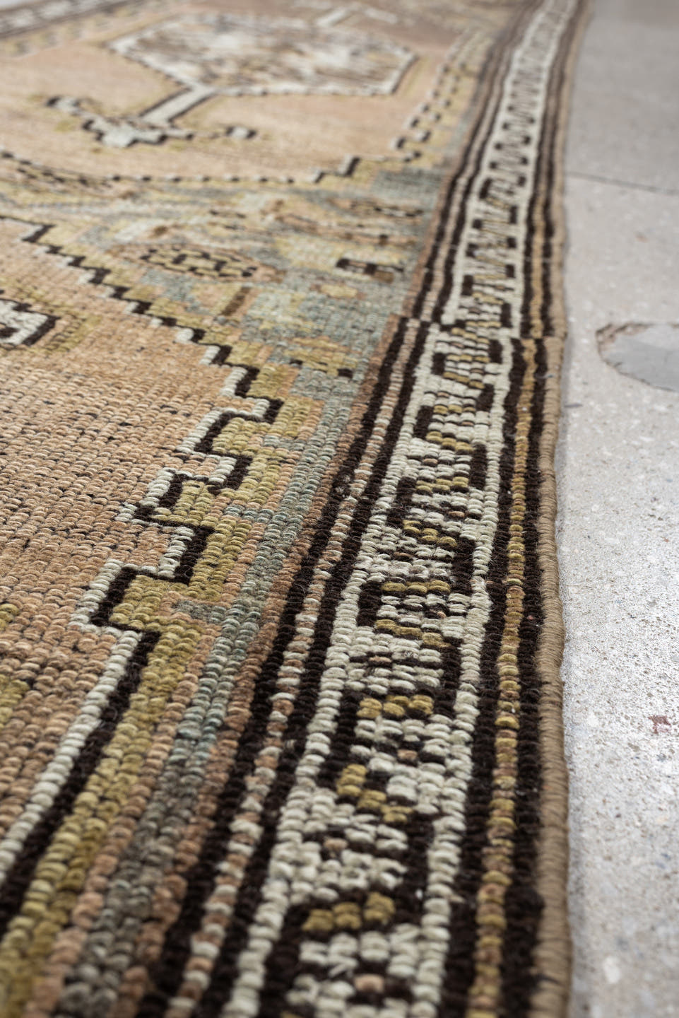 12' x 2' one-of-a-kind handmade antique Hamadan rug. Color palette: taupe, ivory, blue gray, brown, camel, charcoal, beige