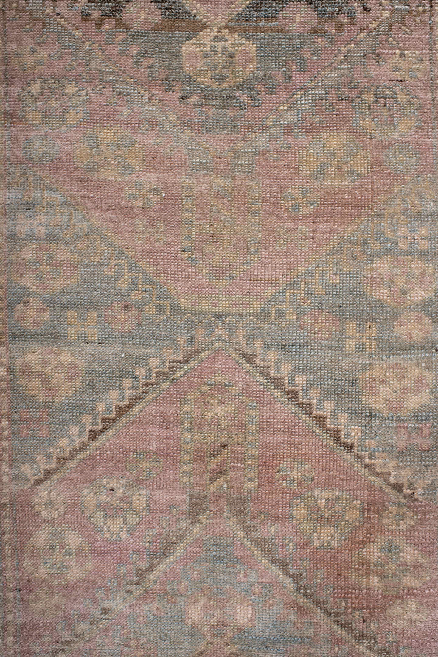 3' x 8' one-of-a-kind handmade antique NW Persian runner rug. Color palette: rose, taupe, slate blue, ivory, dusty mauve