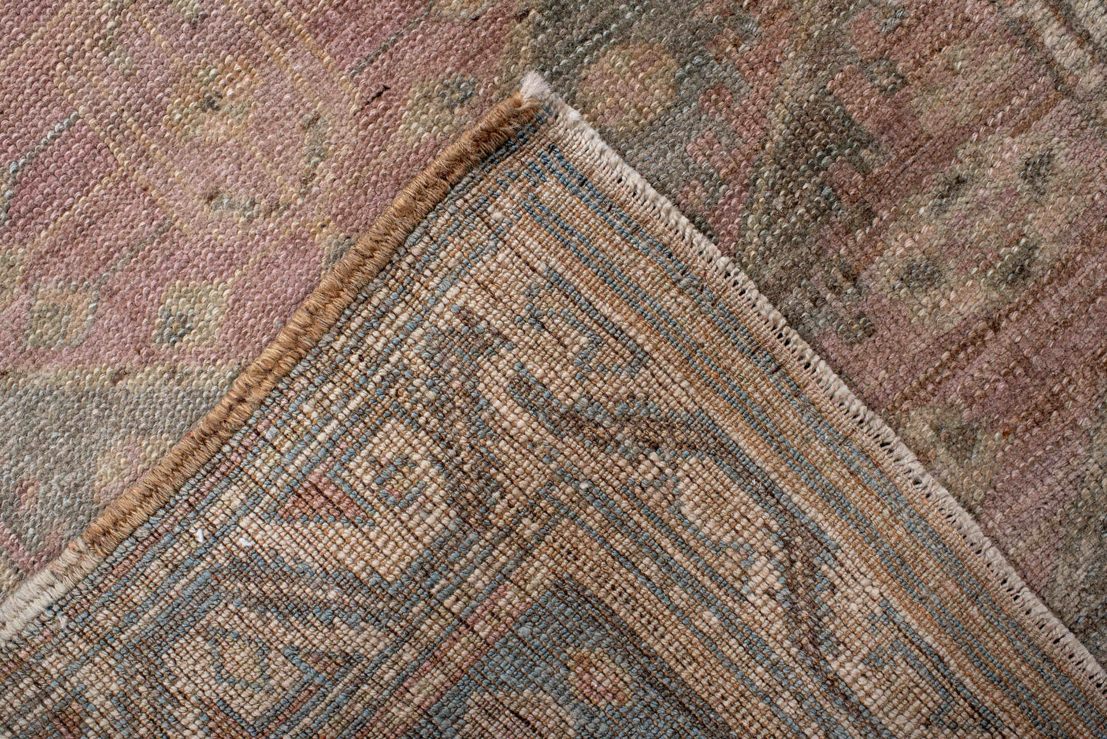 3' x 8' one-of-a-kind handmade antique NW Persian runner rug. Color palette: rose, taupe, slate blue, ivory, dusty mauve
