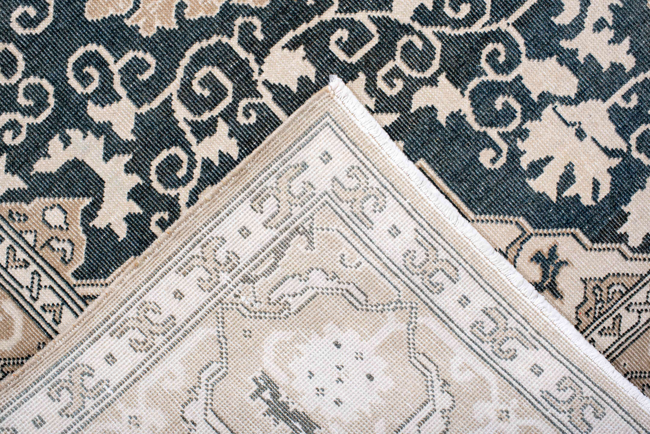 6' x 8' one-of-a-kind handmade vintage Sivas medium size rug. Color palette: black, blue, brown, charcoal, dark gray