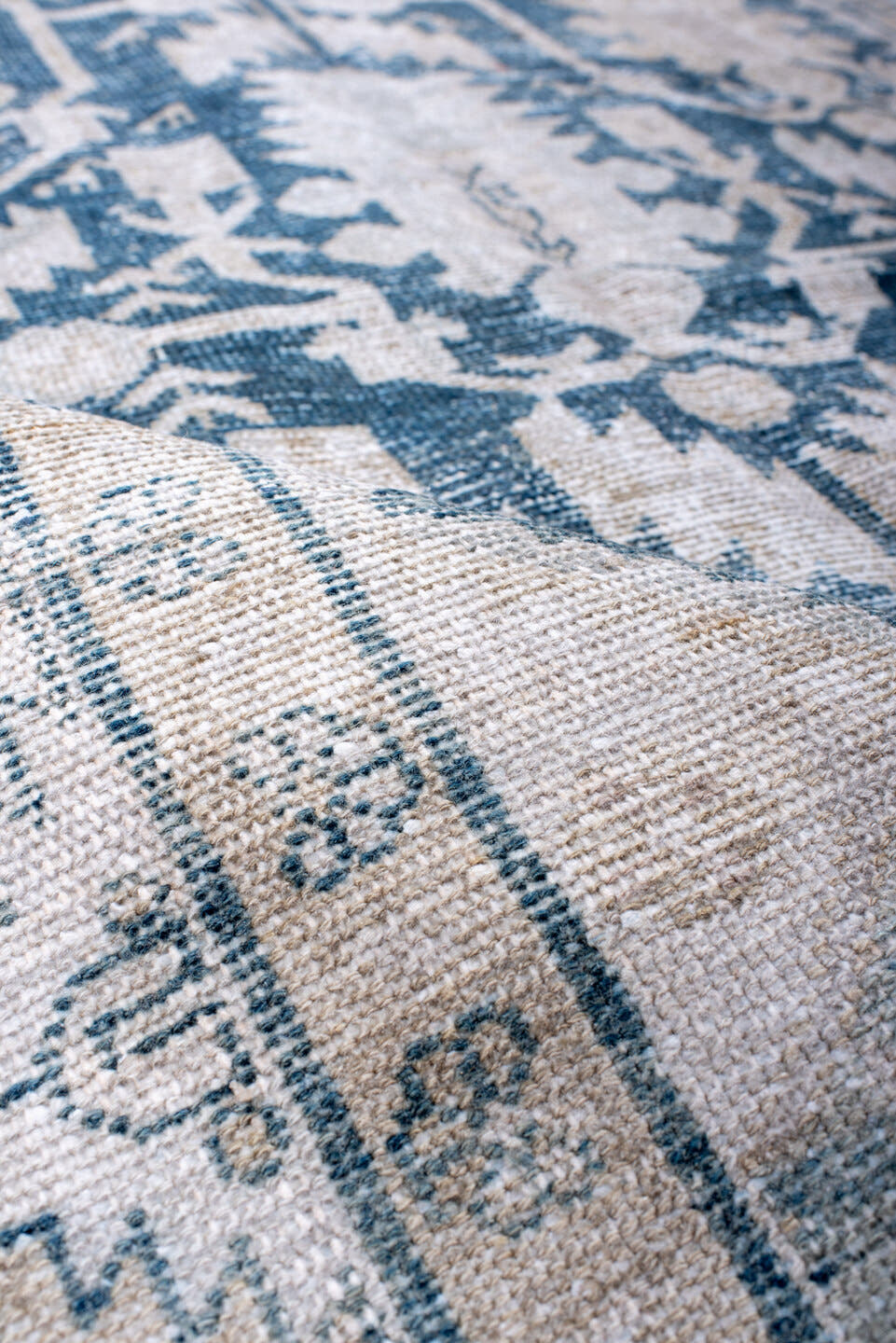4' x 6' one-of-a-kind handmade antique Hamadan small size rug. Color palette: ivory, sky blue, beige, taupe, light blue