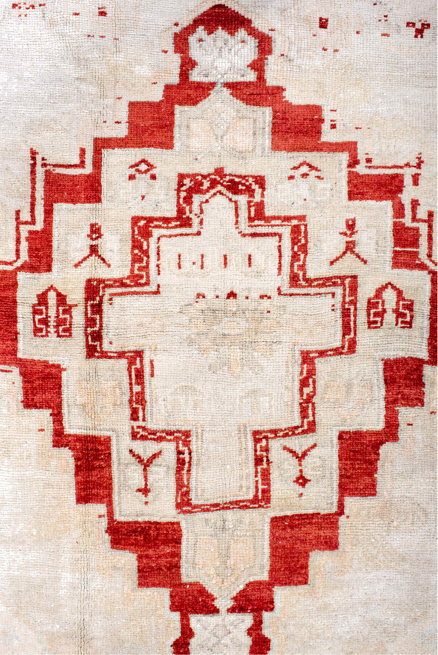 4' x 5' one-of-a-kind handmade vintage Anatolian small size rug. Color palette: antiquewhite, brown, dark red, fire brick