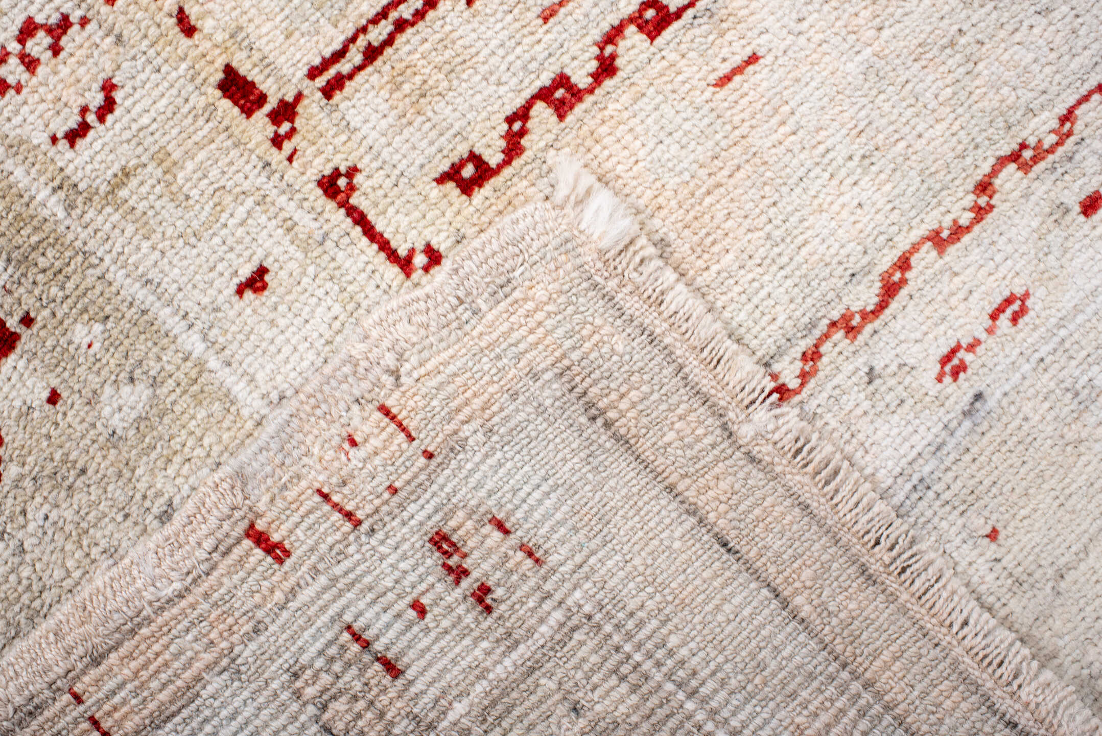 4' x 5' one-of-a-kind handmade antique Anatolian small size rug. Color palette: ivory, red, cream, taupe, beige, gray