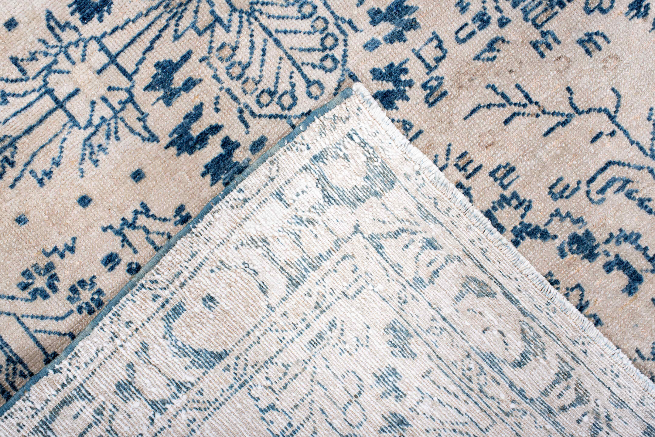 3' x 5' one-of-a-kind handmade antique Hamadan small size rug. Color palette: ivory, sky blue, slate blue, cream, taupe