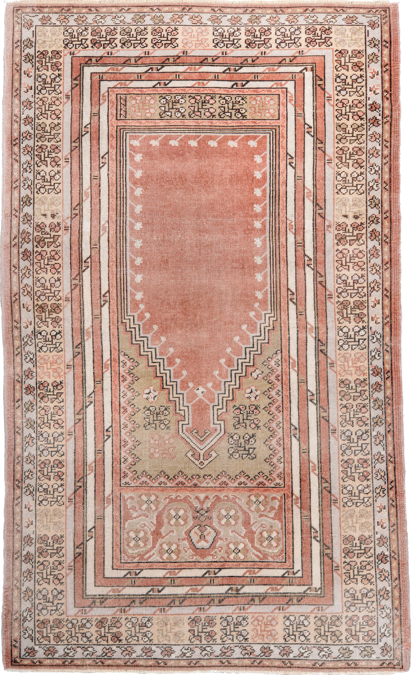 3' x 5' one-of-a-kind handmade vintage Anatolian small size rug. Color palette: black, brown, gray, light gray, off-white