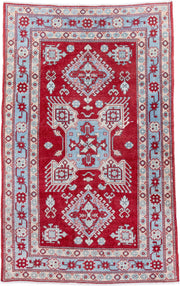 3' x 5' one-of-a-kind handmade antique Sivas small size rug. Color palette: red, ivory, pale blue, crimson, sky blue