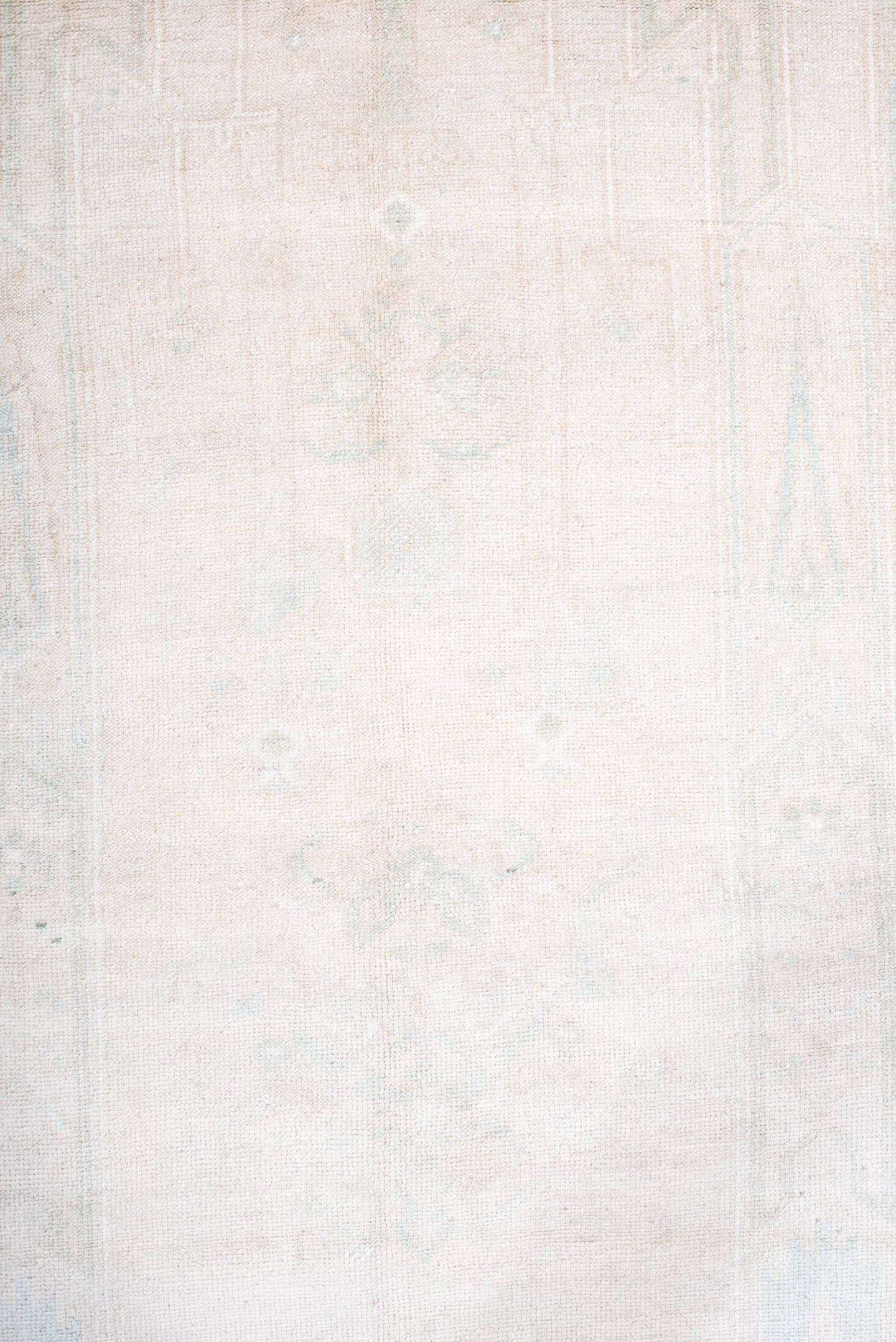 4' x 8' one-of-a-kind handmade antique Anatolian runner rug. Color palette: ivory, cream, pale blue, beige, taupe