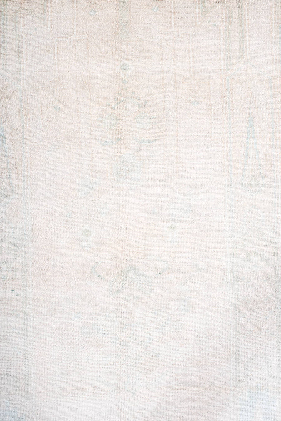 4' x 8' one-of-a-kind handmade antique Anatolian runner rug. Color palette: ivory, cream, pale blue, beige, taupe